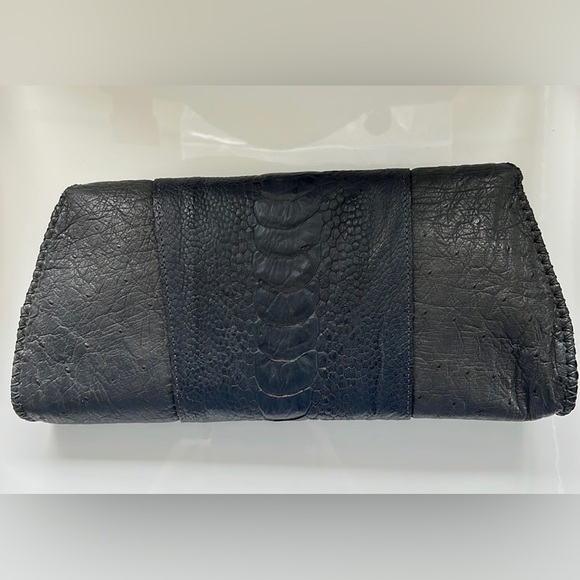 DEBORAH BARNET Ostrich Small Envelope Clutch Bag Handbag - Picture 2 of 9
